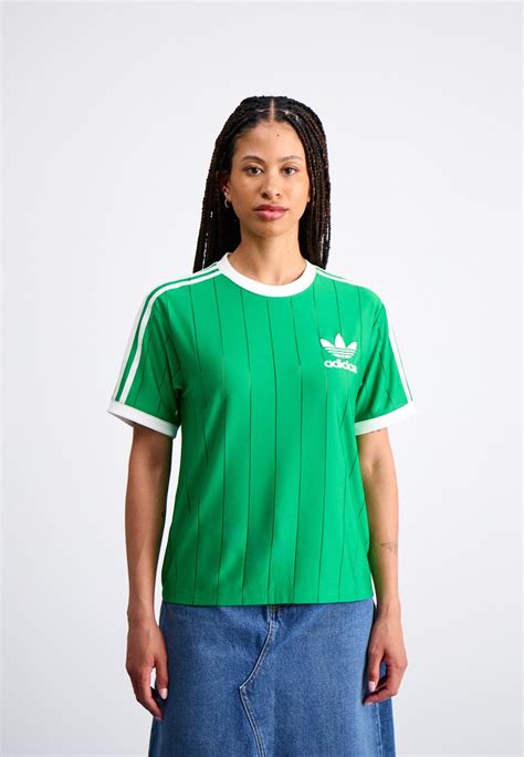 adidas 3 stripes shirt grün|adidas green pinstripe tee.